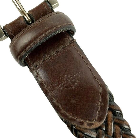 Dockers Braided Woven Belt Mens Size 44 Brown Bonded Synthetic Leather - Picture 4 of 5